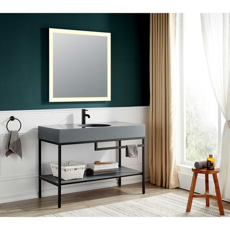 Anzzi Siena 48 in. Console Sink in Matte Black with Matte Grey Counter Top CS-FGC002-MB